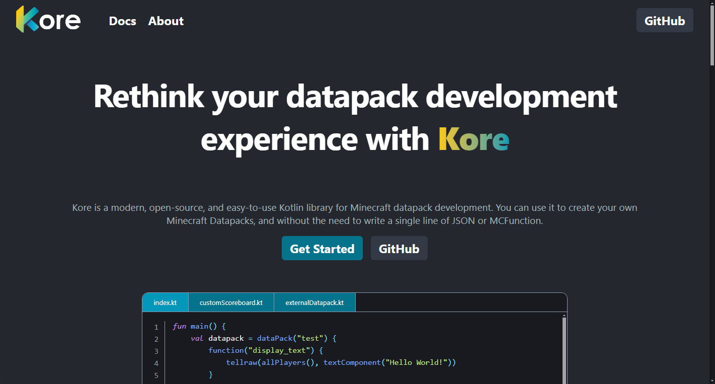 Kore website screenshot